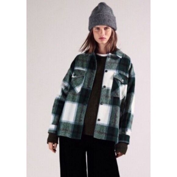 Zara wool blend plaid shacket - Picture 1 of 6